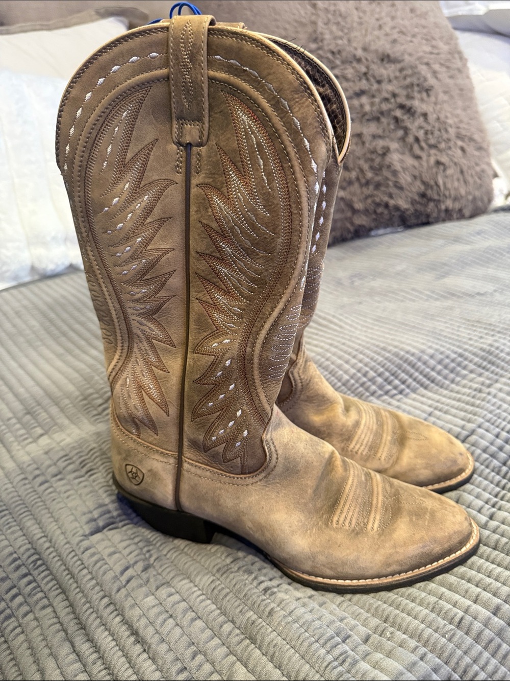 Ariat Ammorette Distressed Tan Leather Western Boots